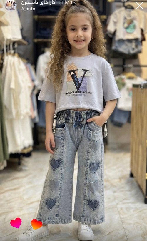 تیشرت کراپ طرح v دخترانه